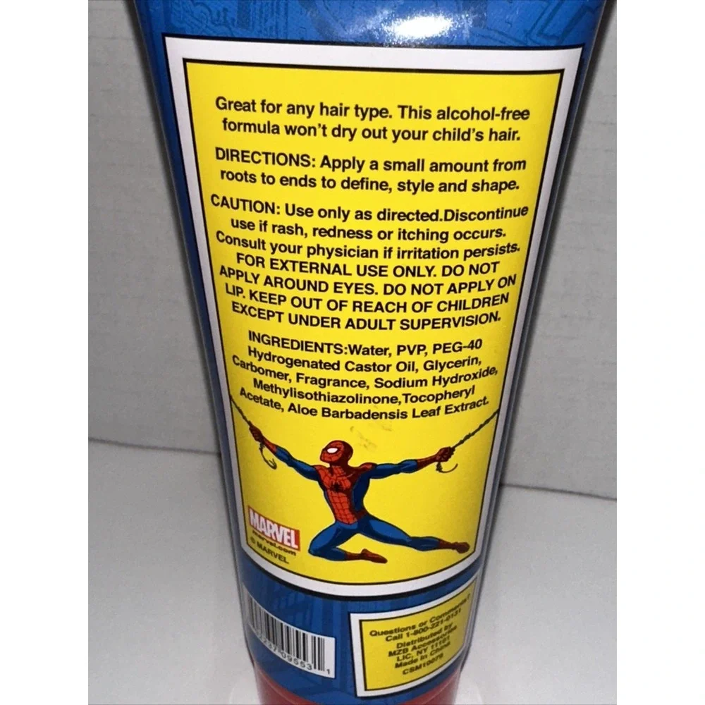 Marvel Ultimate Spider-Man Hair Gel Watermelon Scent Alcohol-Free 7oz Tube
